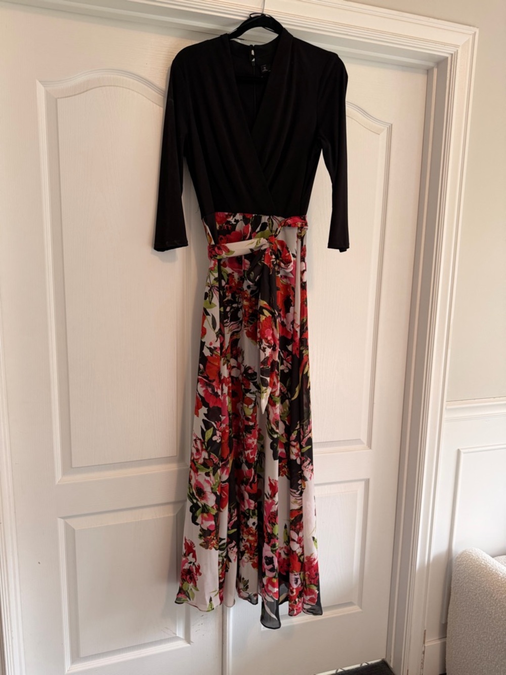 Chetta B Black Top Floral Maxi Dress